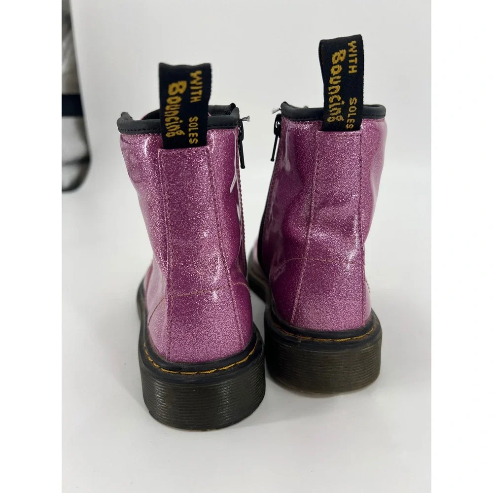 Dr. Martens 1460 Glitter J Pink Sparkle Lace Up Side Zip Boots Size US 3 Grls